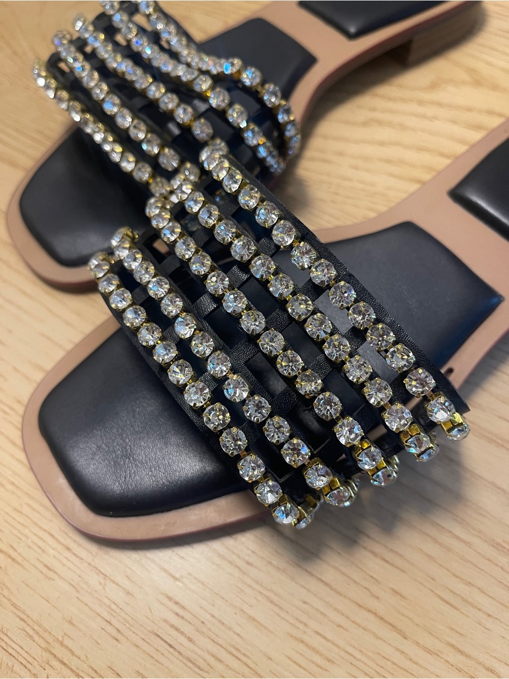 Cato Rhinestone Caged Slide Sandals - Picture 3 of 5